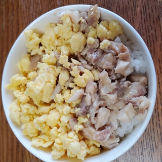 鯛のあら煮と卵の二色丼